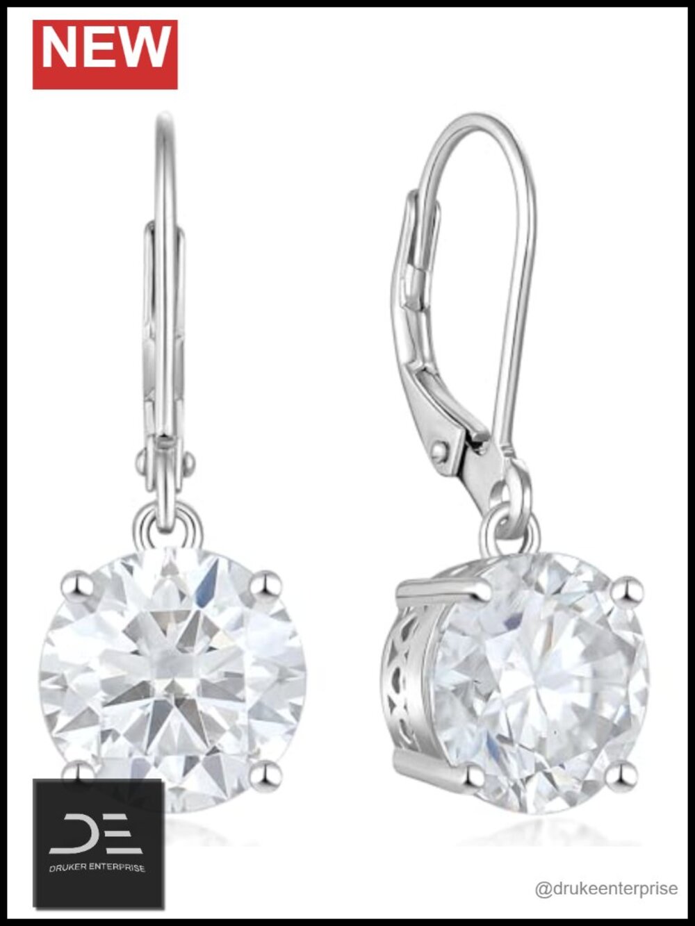 925 Sterling Silver Moissanite Dangle Drop Earrings for Women Leverback Jewelry